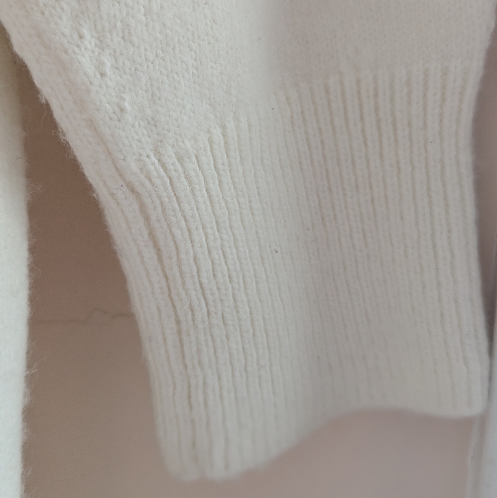 H&M Off White Knit Sweater Dress Pearl Bead Peter Pan Collar Large - Picture 11 of 16